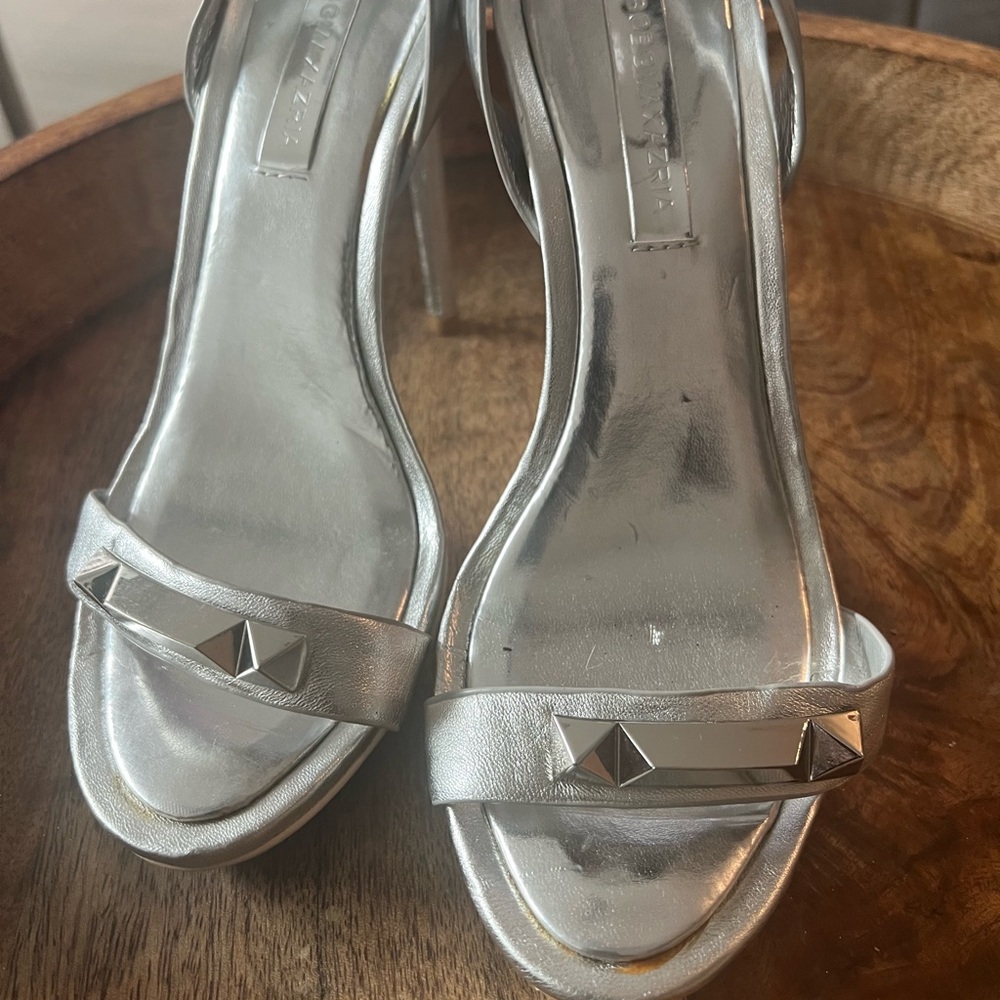 BCBGMaxAzria Silver Heels with Transparent Straps